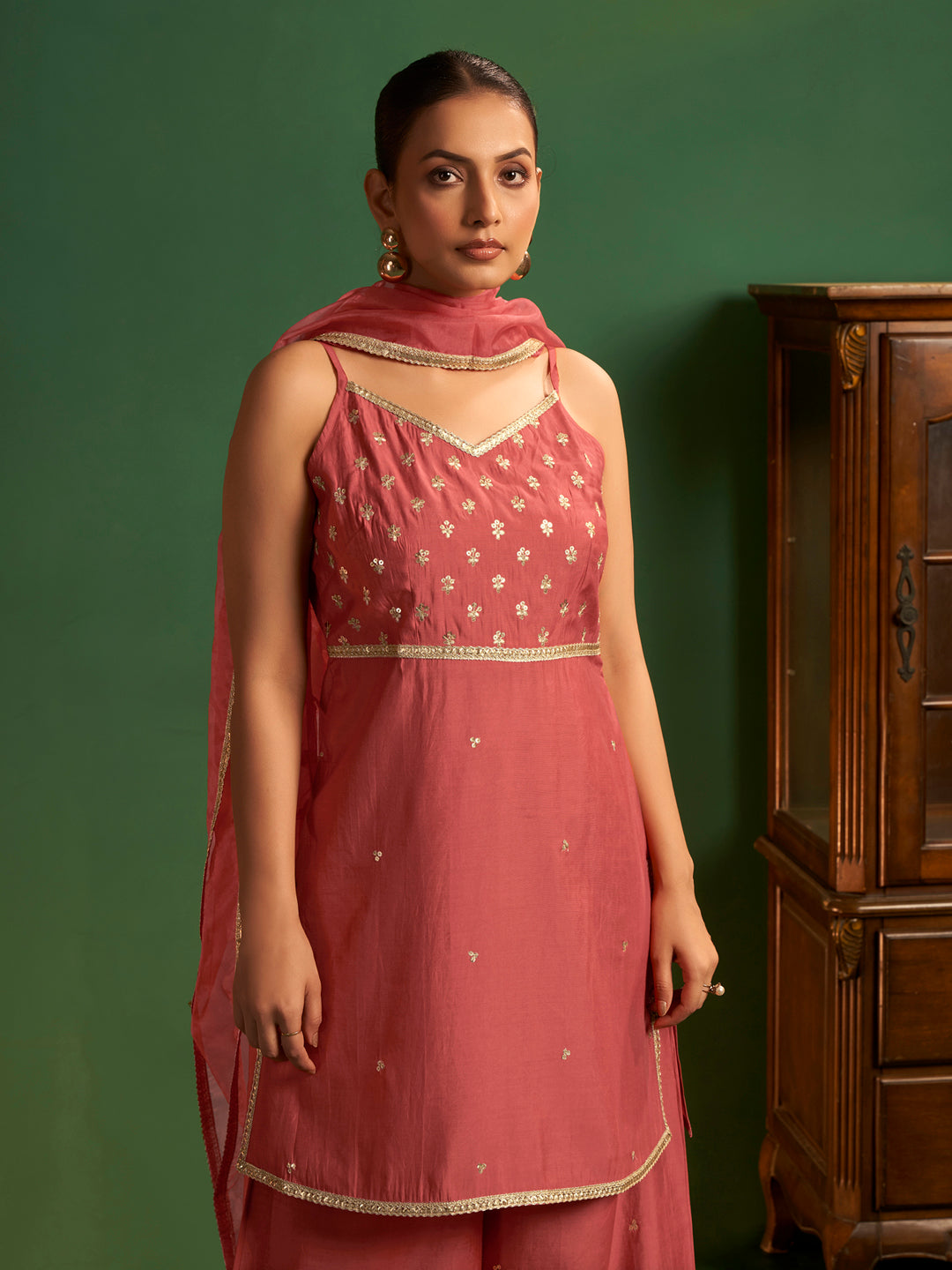 Chandrika Roman Chanderi Three-Piece Set