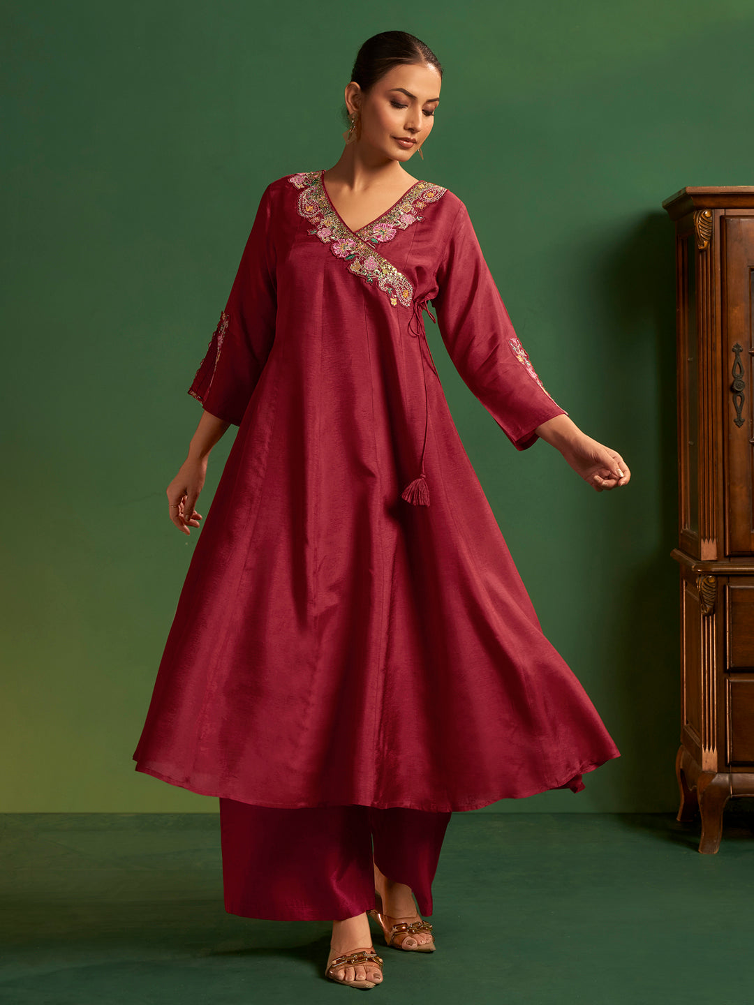 Roshini Viscose Russian Angrakha Set