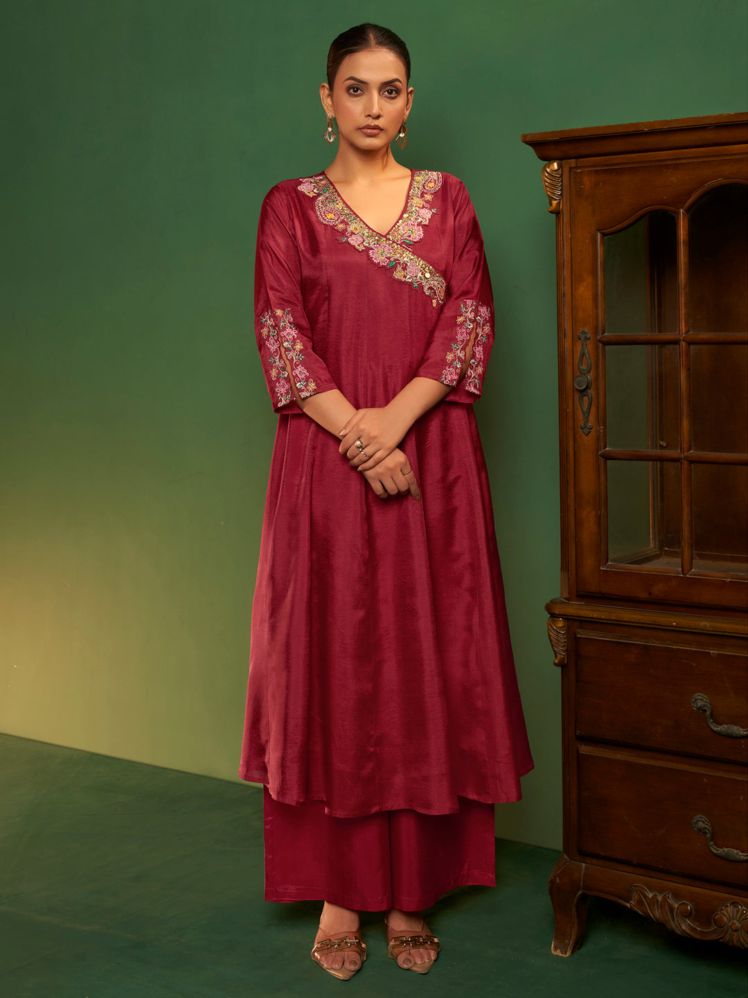 Roshini Viscose Russian Angrakha Set