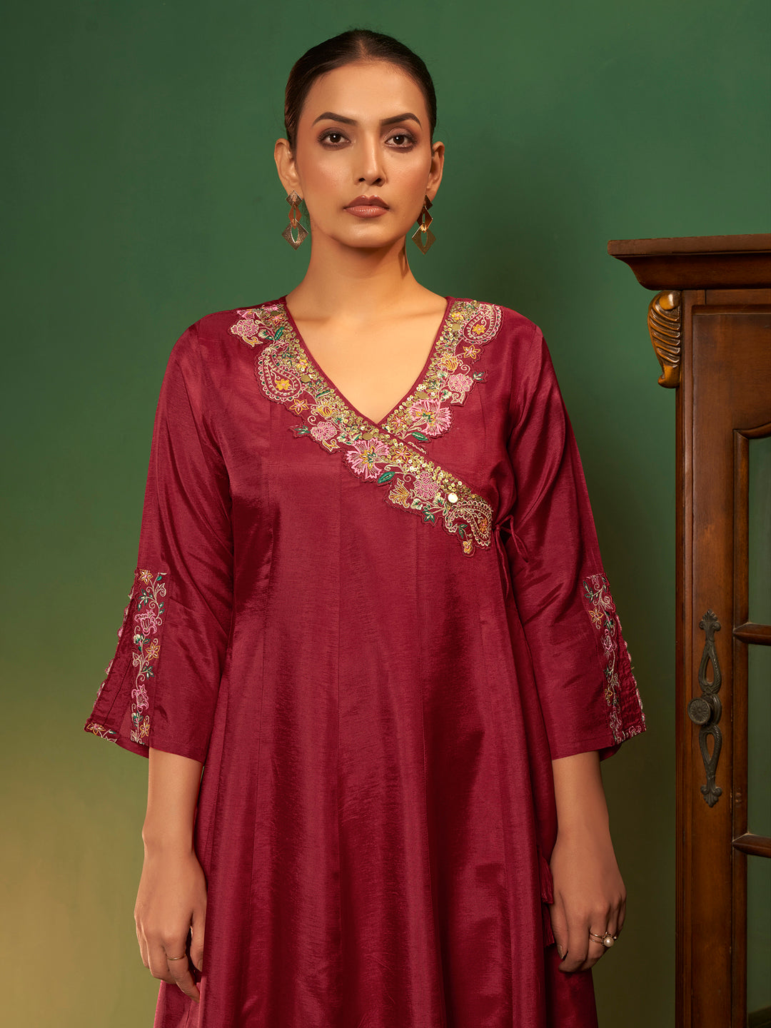 Roshini Viscose Russian Angrakha Set