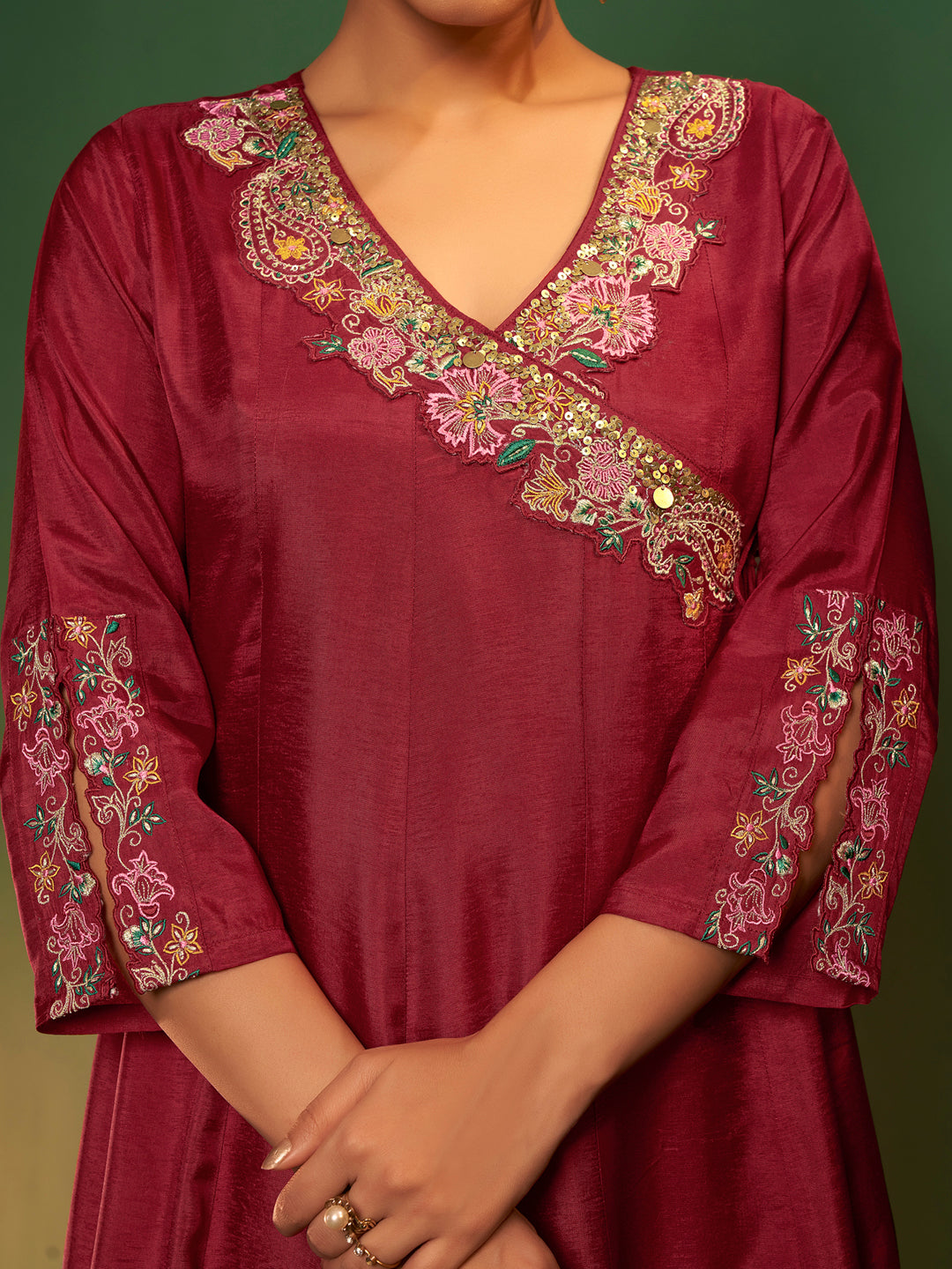 Roshini Viscose Russian Angrakha Set