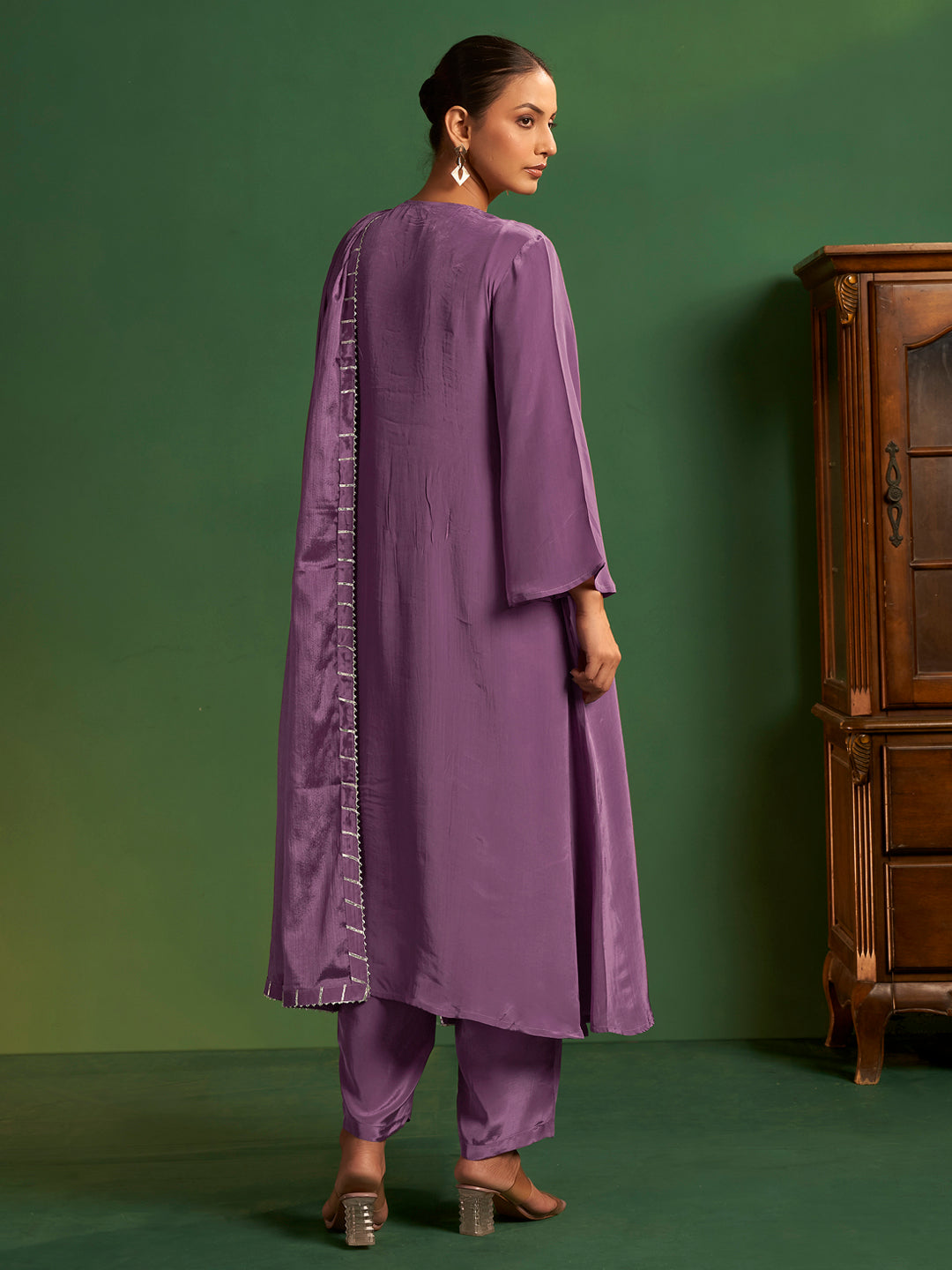 Amaya Natural Crepe Embroidered Salwar Set