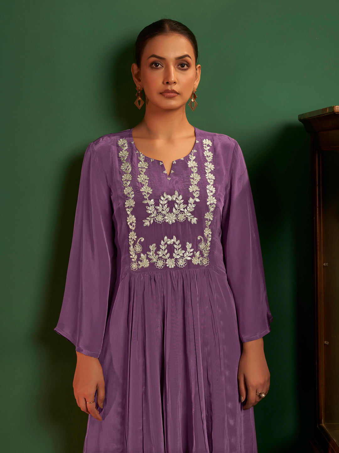 Amaya Natural Crepe Embroidered Salwar Set