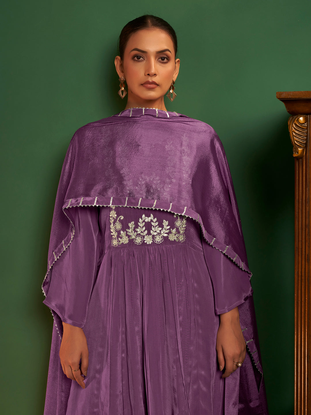 Amaya Natural Crepe Embroidered Salwar Set