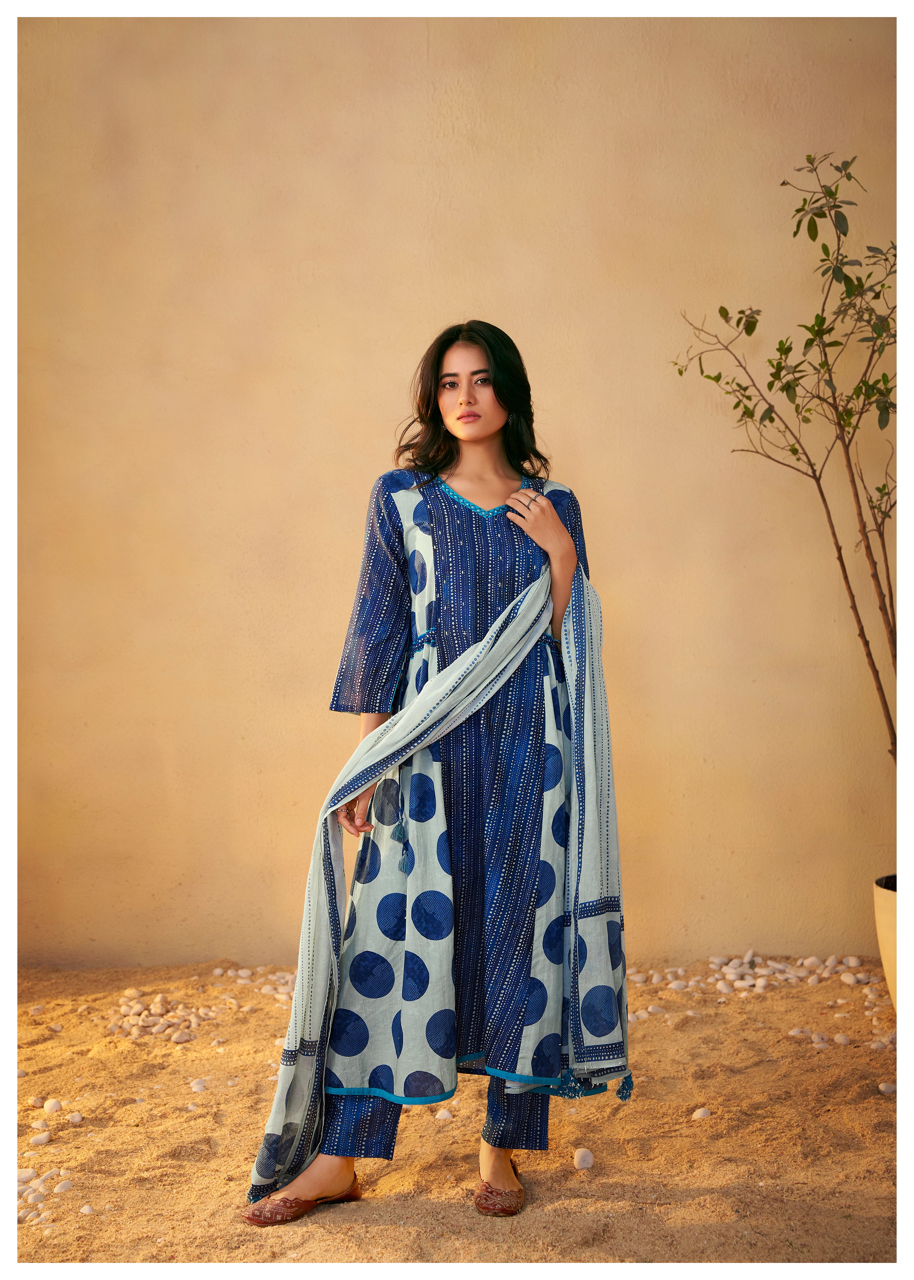 Ishira Pure Cotton Printed Anarkali Set