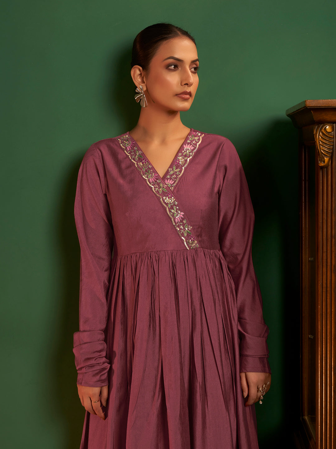 Adwiti Viscose Silk Angrakha Kurta Pant Set