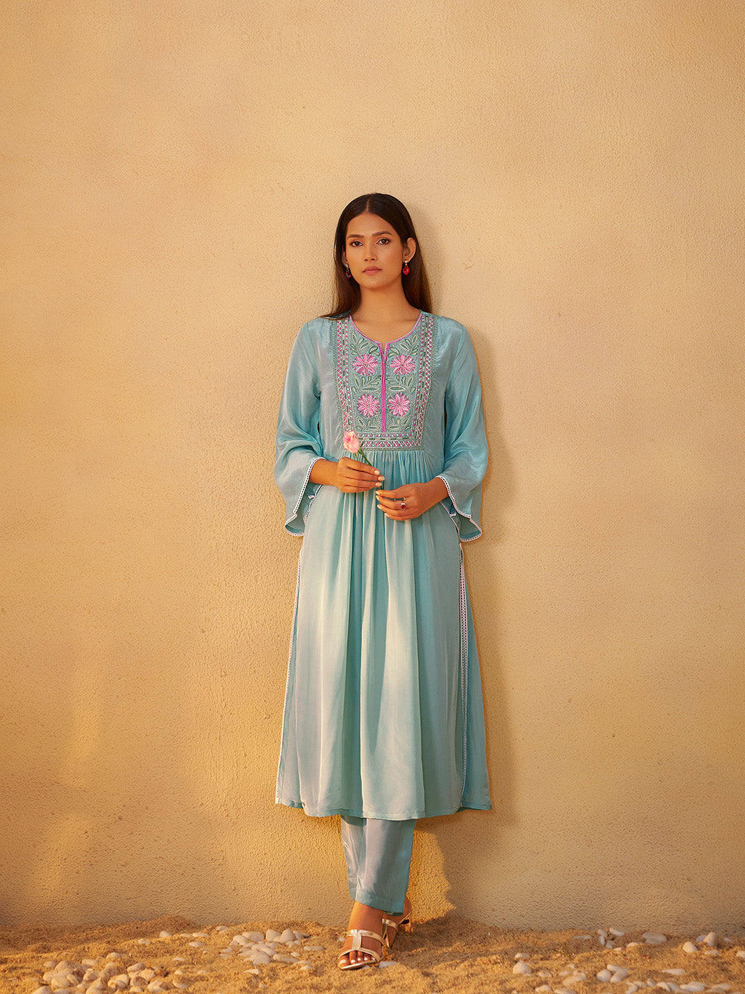 Kanisha Natural Crepe Embroidered Kurta Set