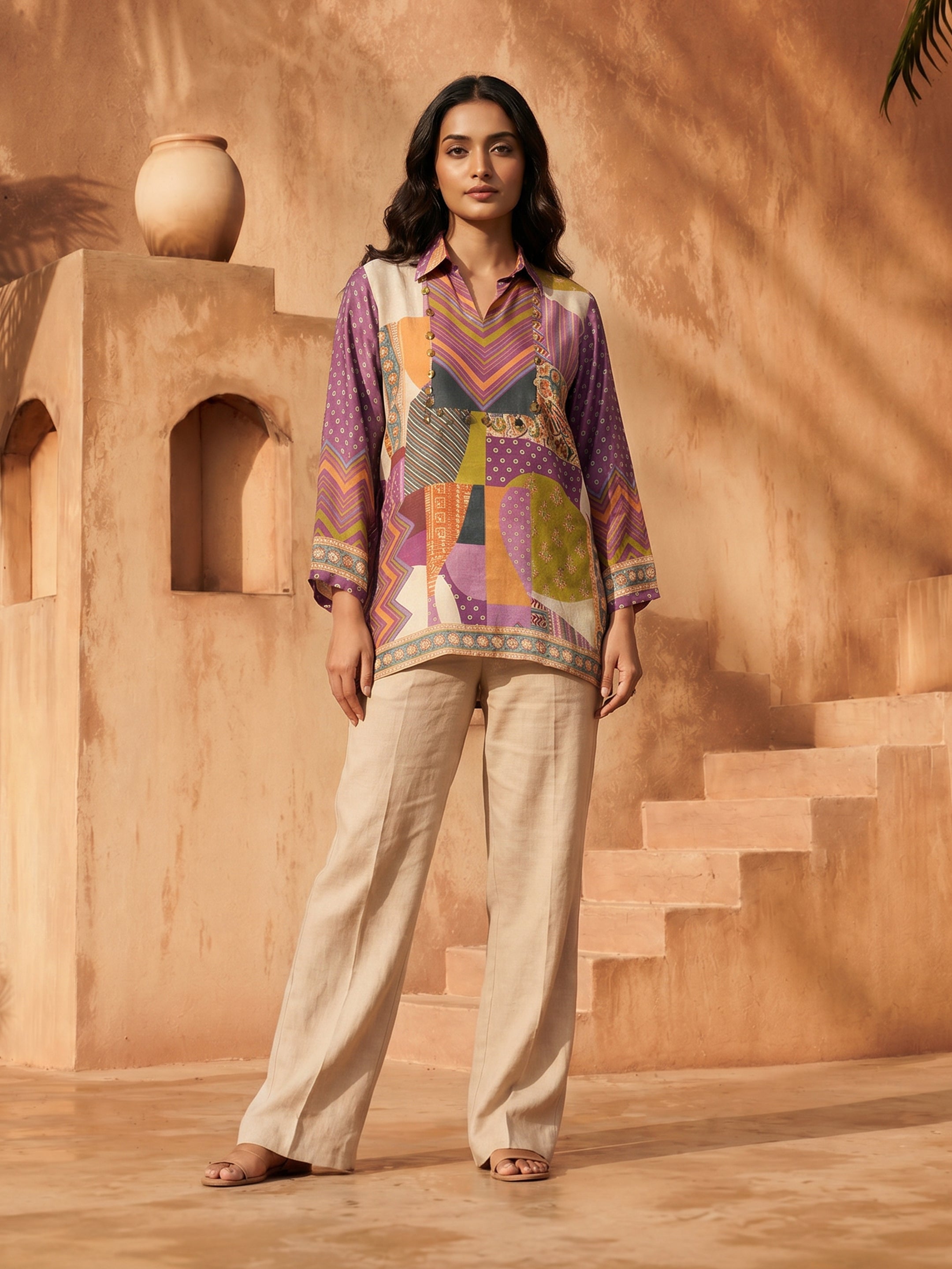 Iris Multicolor Crepe Printed Shirt
