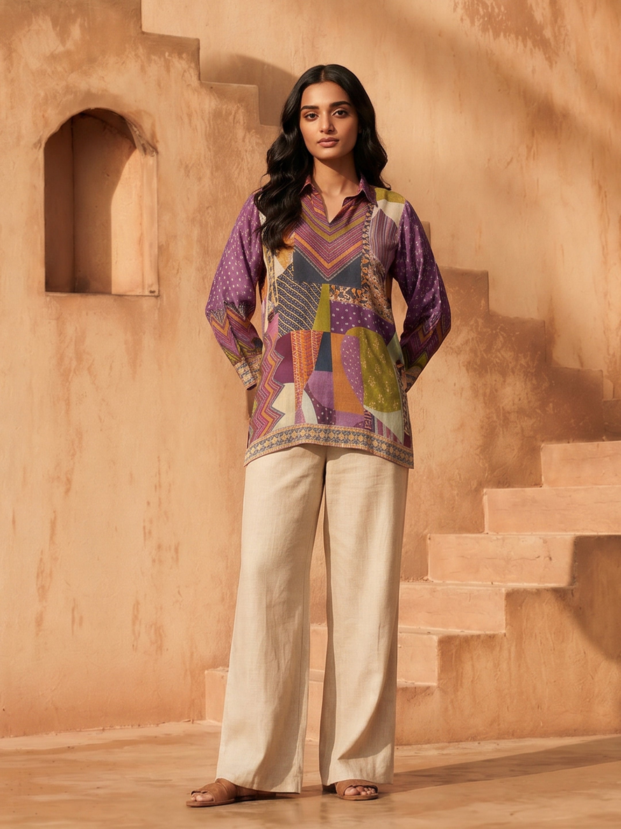 Iris Multicolor Crepe Printed Shirt