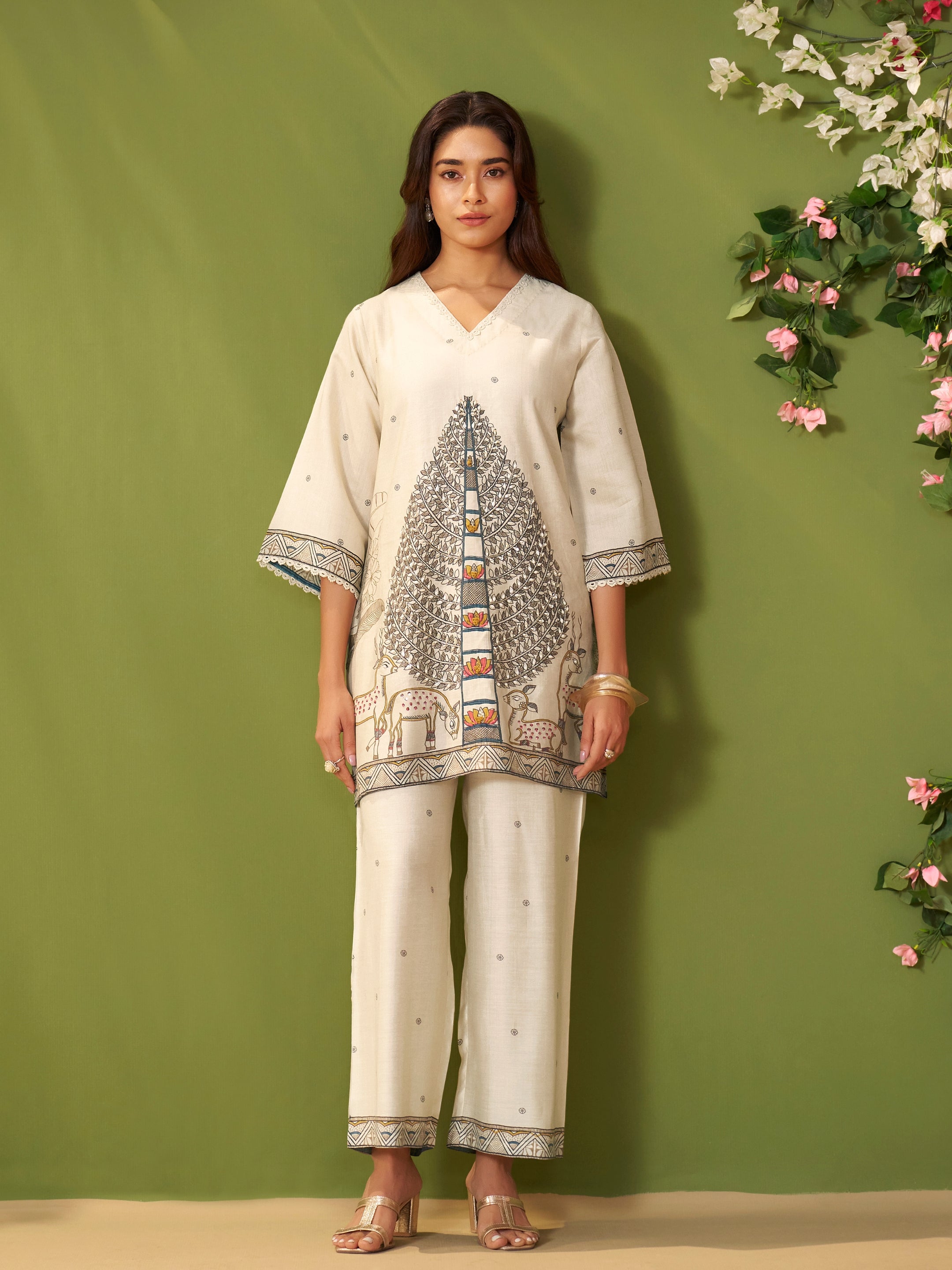 Dhoop White Vatican Silk Co-ord Set