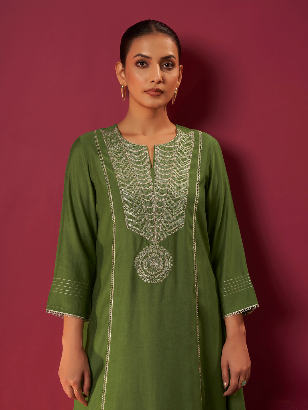 Prisha Roman Chanderi Embroidered Salwar Set