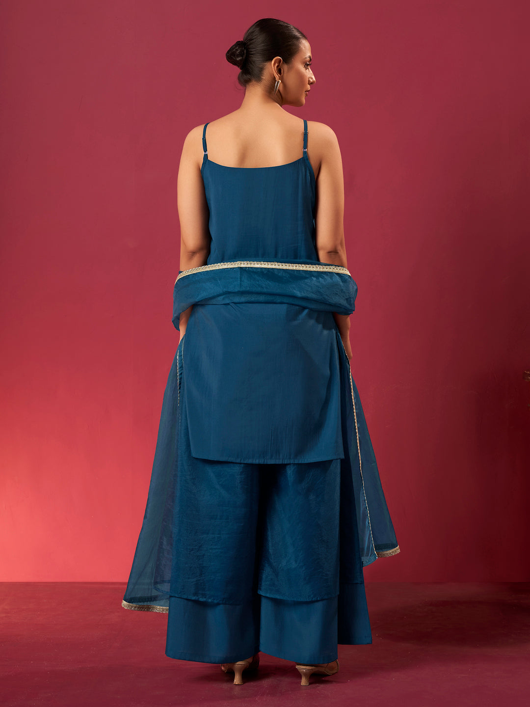 Sanjana Roman Chanderi Embroidered Suit Set