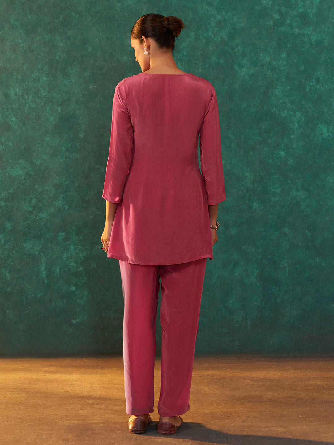 Iravya Natural Crepe Embroidered Co-ord Set