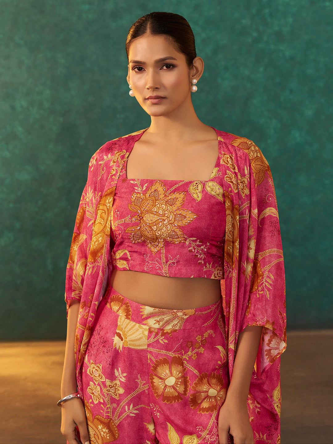 Kanira Muslin Printed Shrug Sharara Set