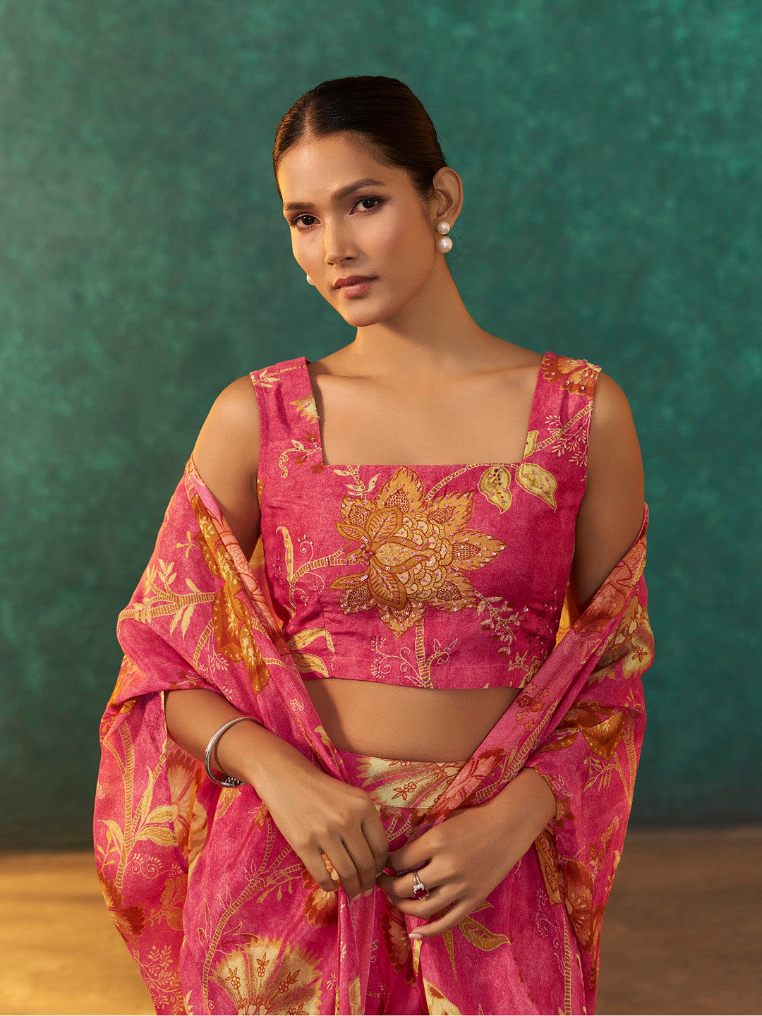 Kanira Muslin Printed Shrug Sharara Set