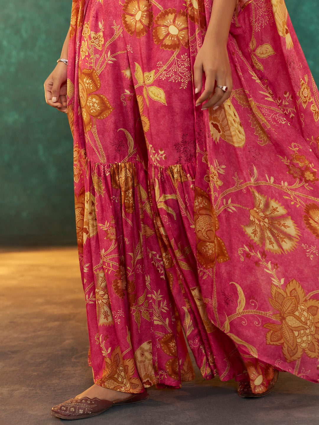 Kanira Muslin Printed Shrug Sharara Set