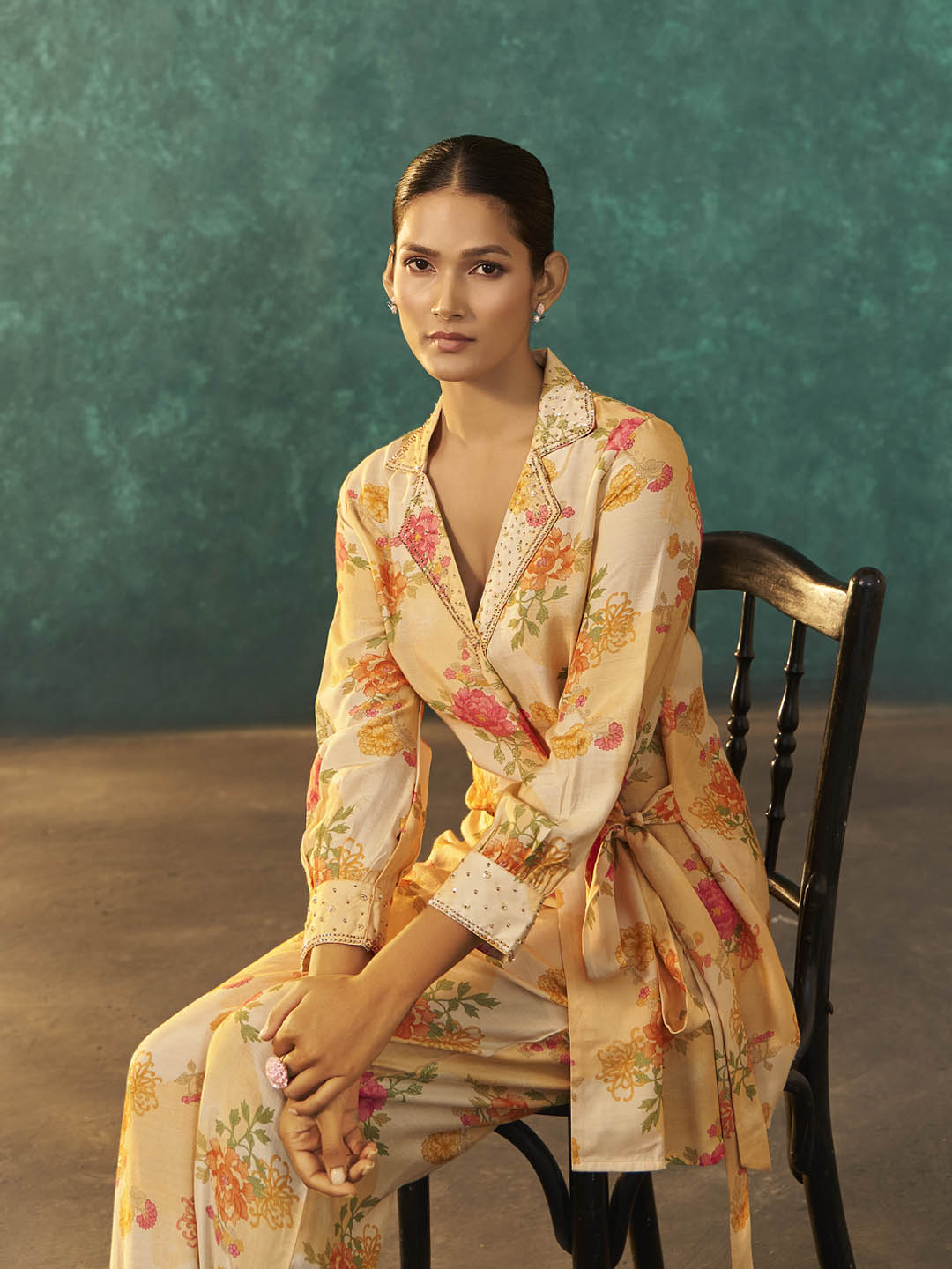 Vianya Muslin Yellow Printed Co-ord Set