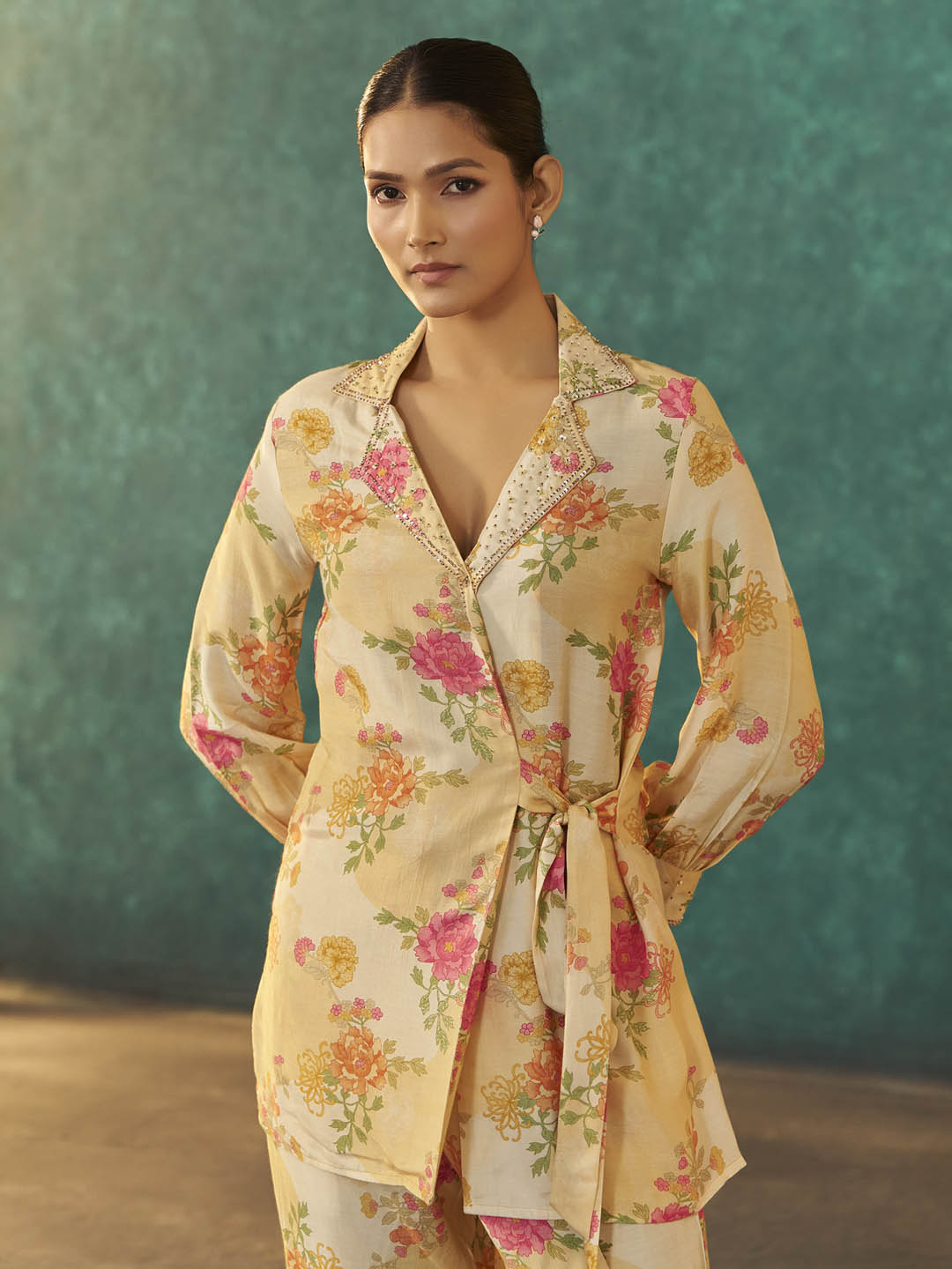 Vianya Muslin Yellow Printed Co-ord Set