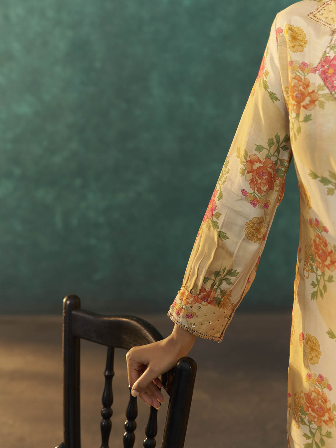 Vianya Muslin Yellow Printed Co-ord Set