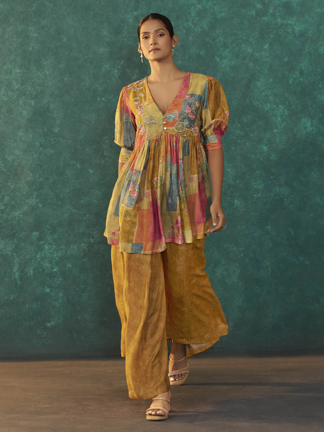 Tanira Mustard Muslin Printed Sharara Set