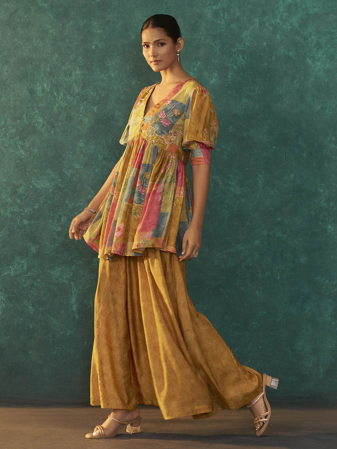 Tanira Mustard Muslin Printed Sharara Set