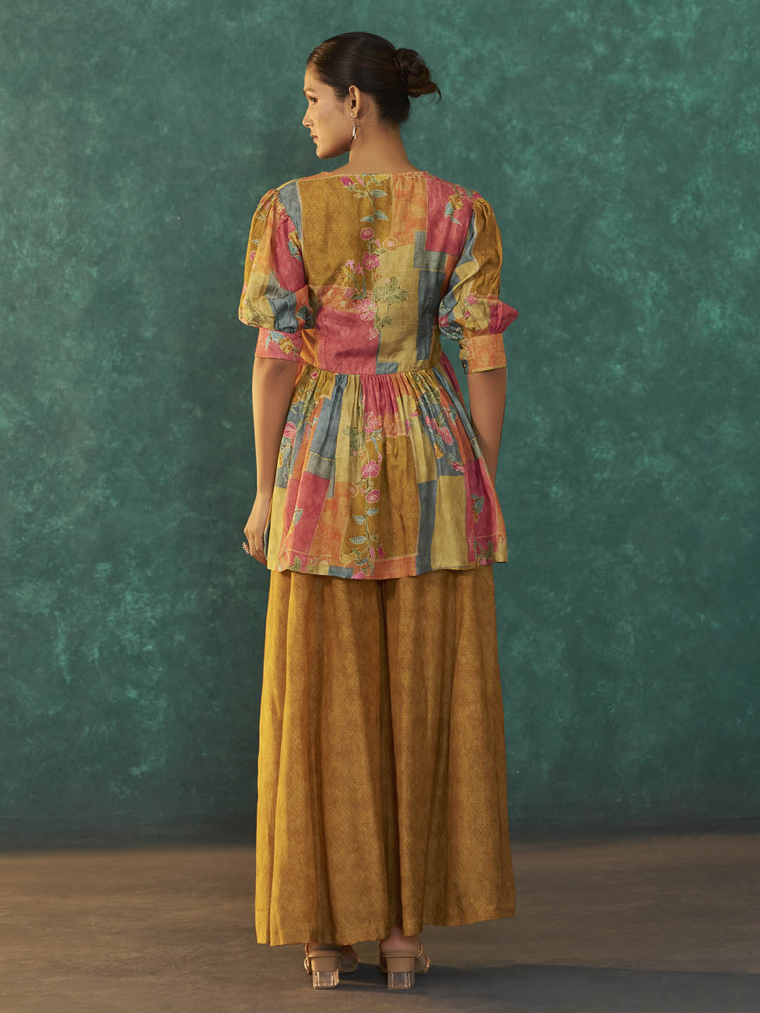 Tanira Mustard Muslin Printed Sharara Set