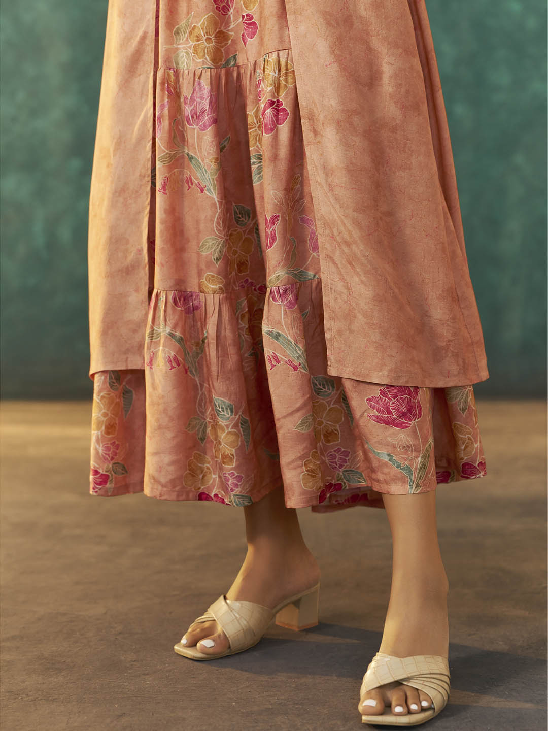 Amira Muslin Floral Printed Shrug Dress