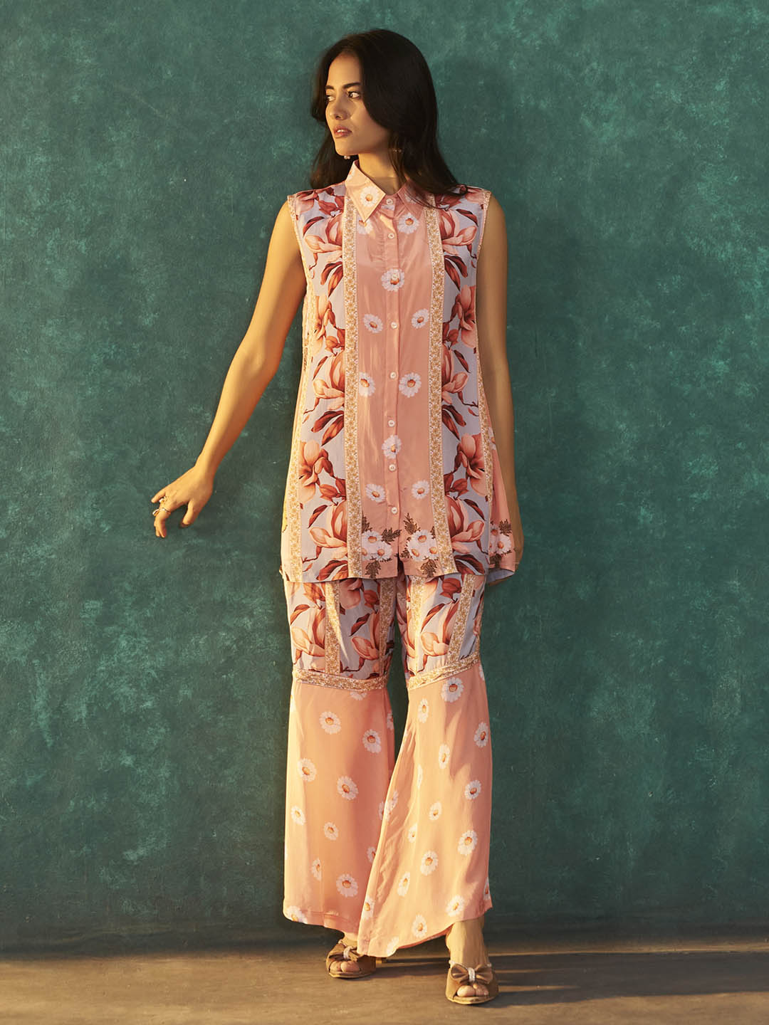 Pranaya Natural Crepe Collar Co-ord Set