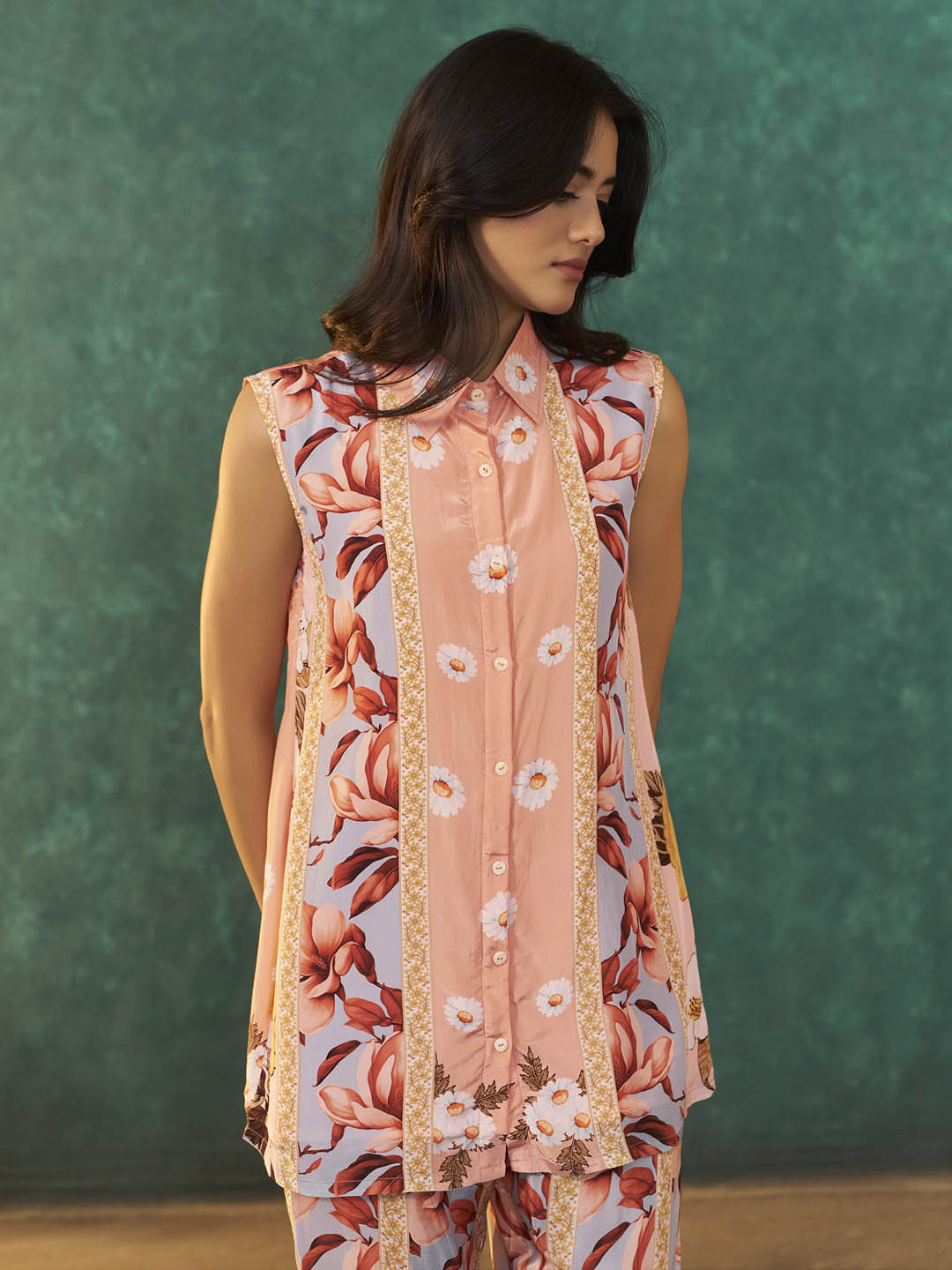 Pranaya Natural Crepe Collar Co-ord Set