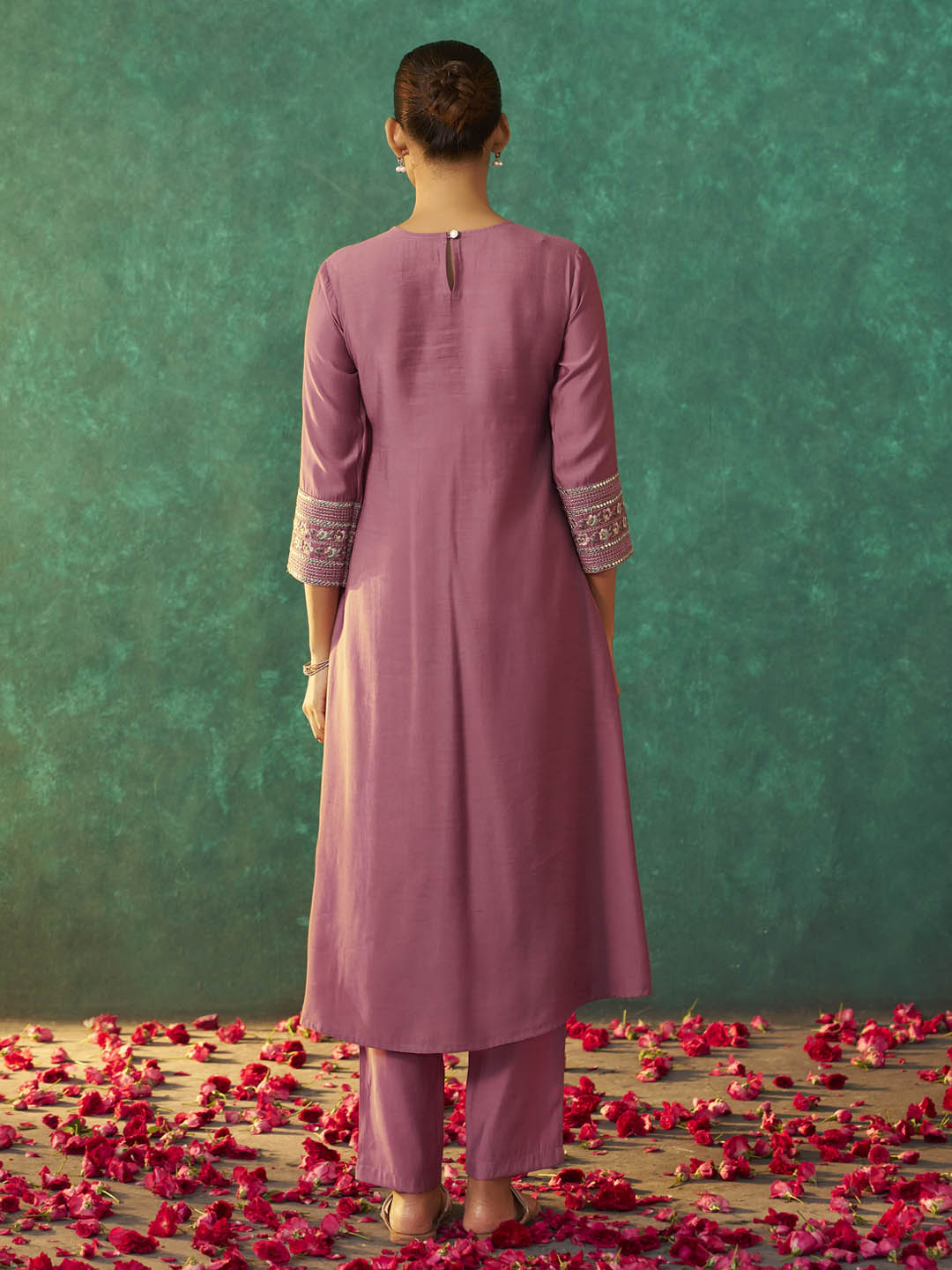 Charula Roman Silk Embroidered Kurta Set