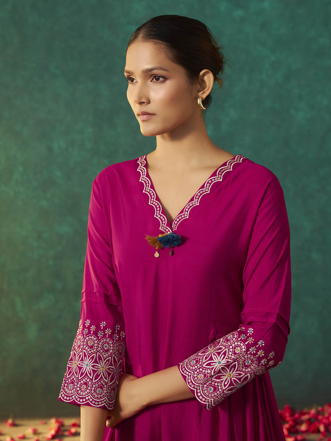 Vaidehi Roman Silk Solid Kurta Set