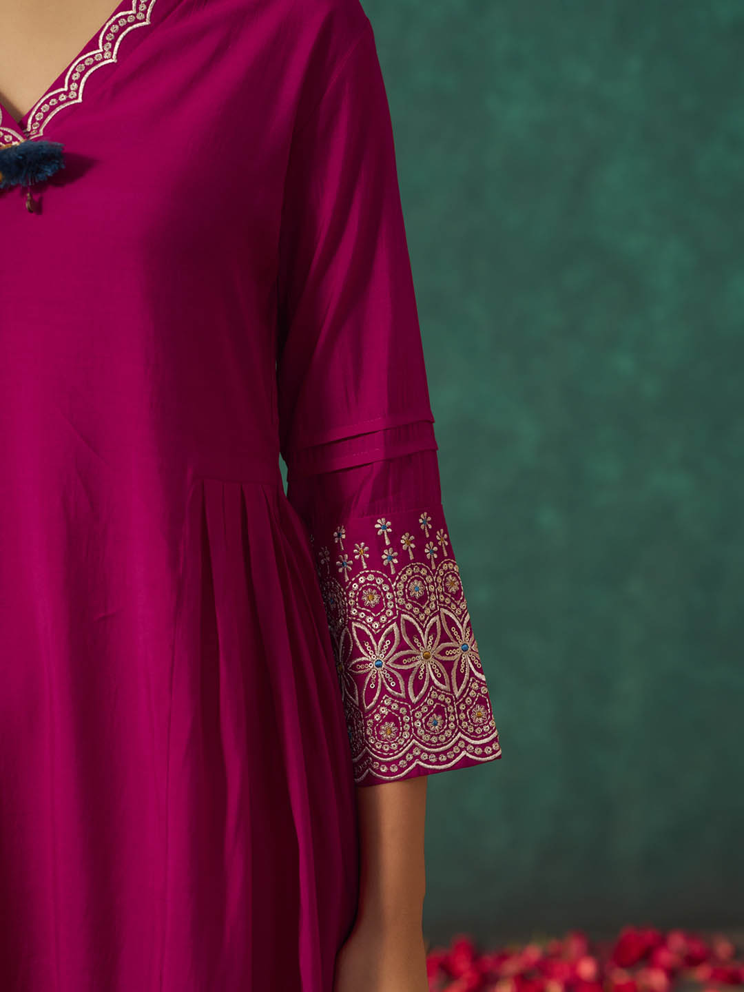 Vaidehi Roman Silk Solid Kurta Set
