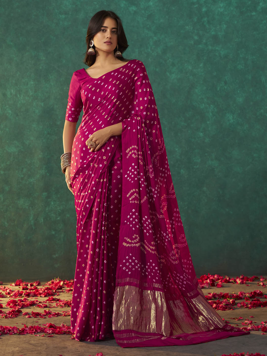 Rudraani Bandhani Pure Gajji Silk Saree