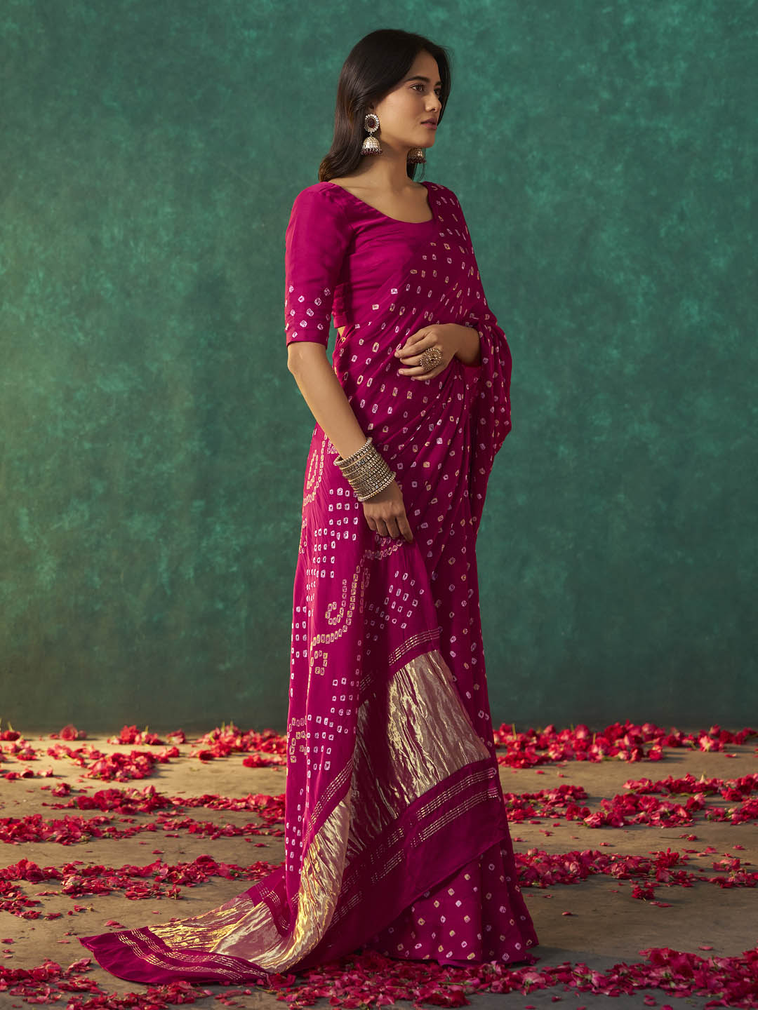 Rudraani Bandhani Pure Gajji Silk Saree