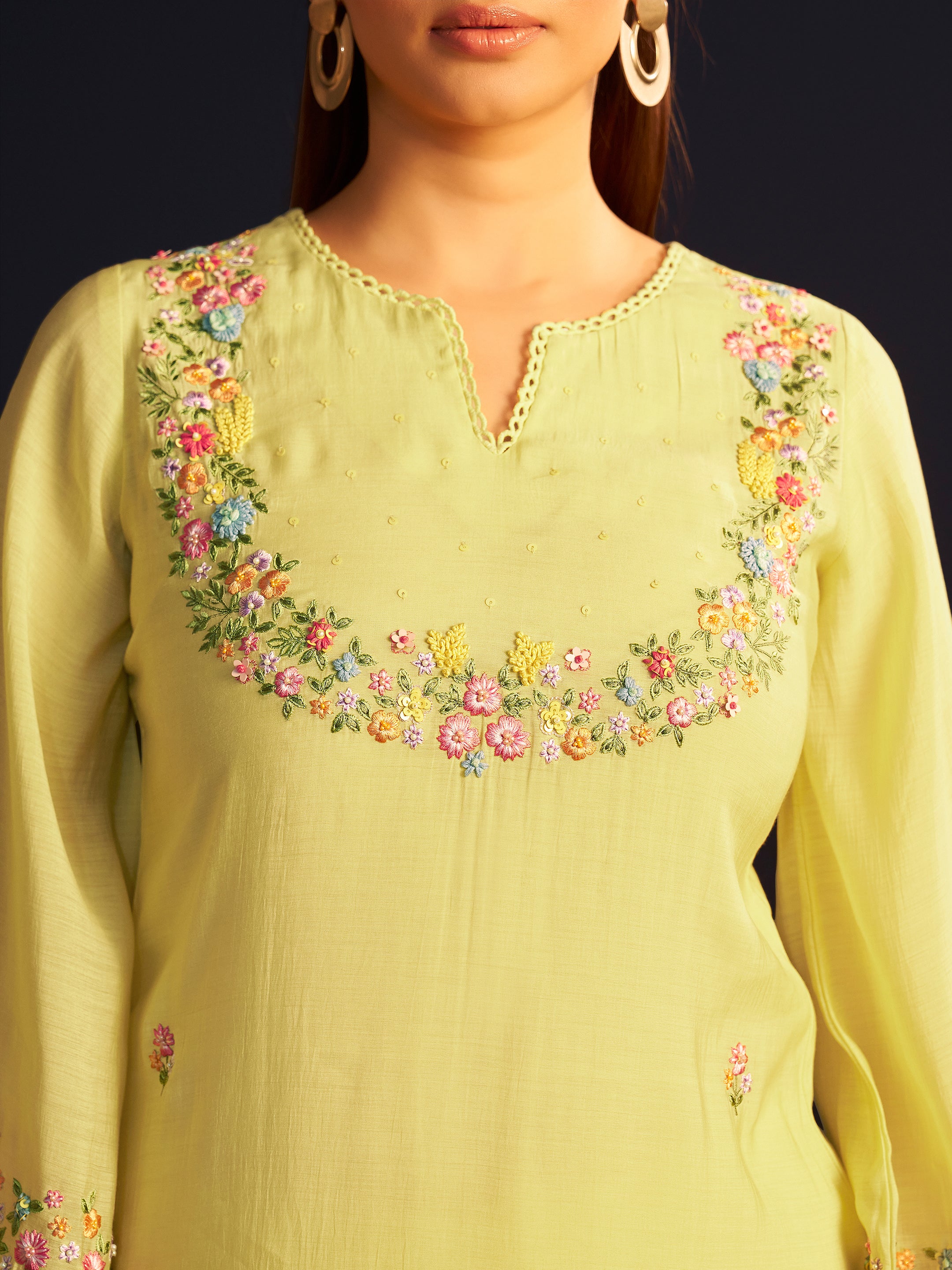 Myesha Light Green Mul Chanderi Handwork Set