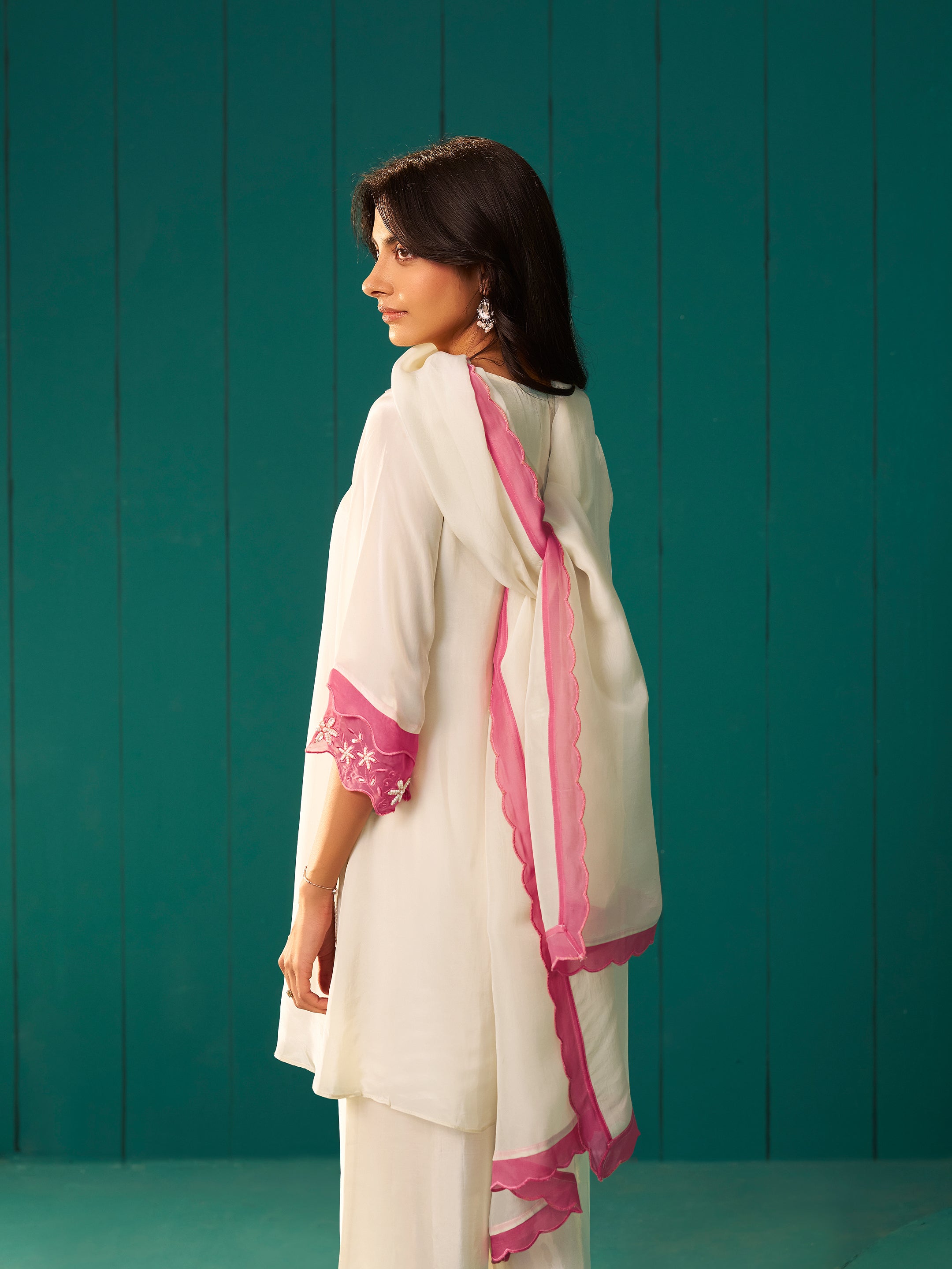 Zoya White Natural Crepe Salwar Set