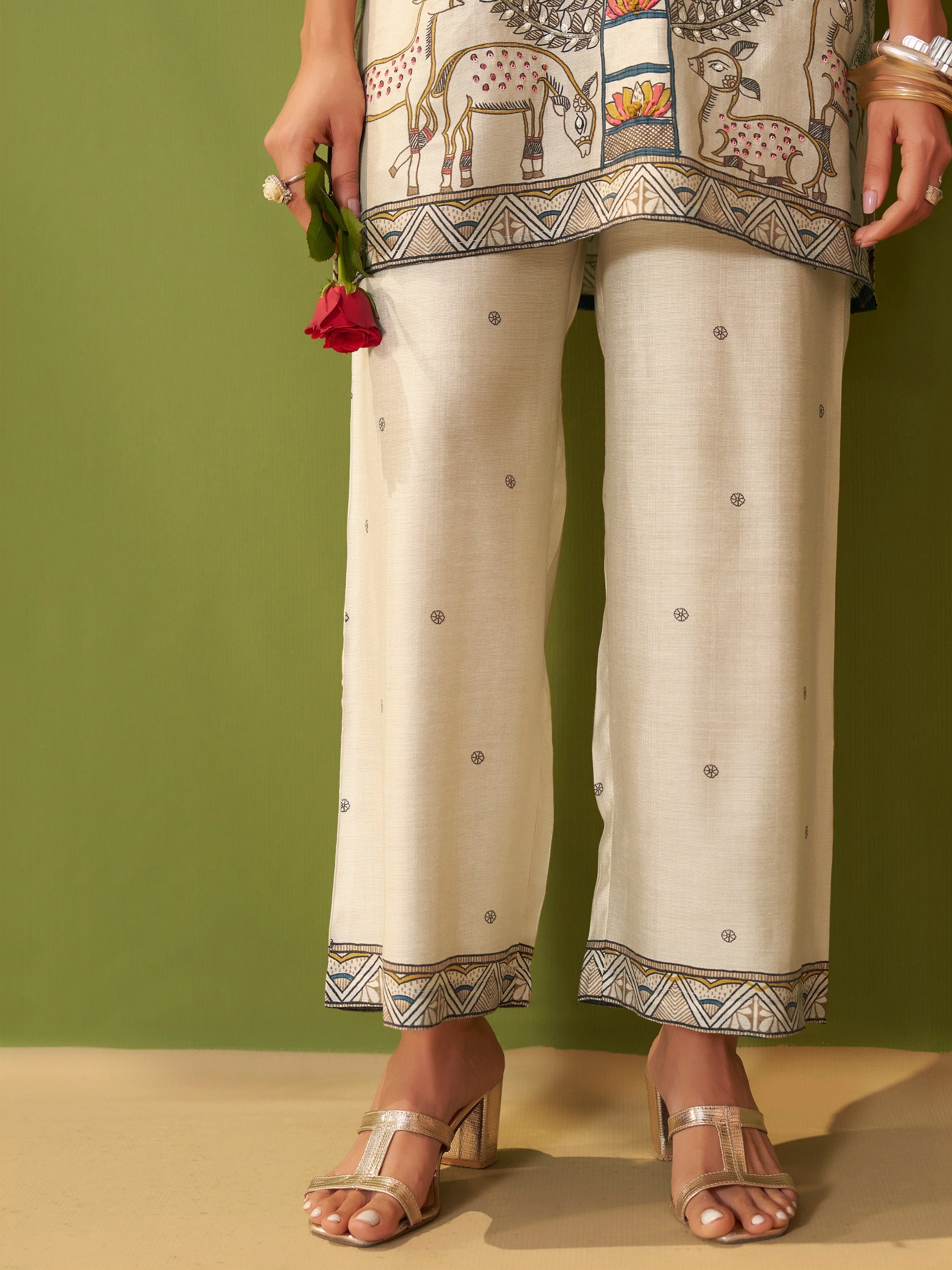 Dhoop White Vatican Silk Co-ord Set