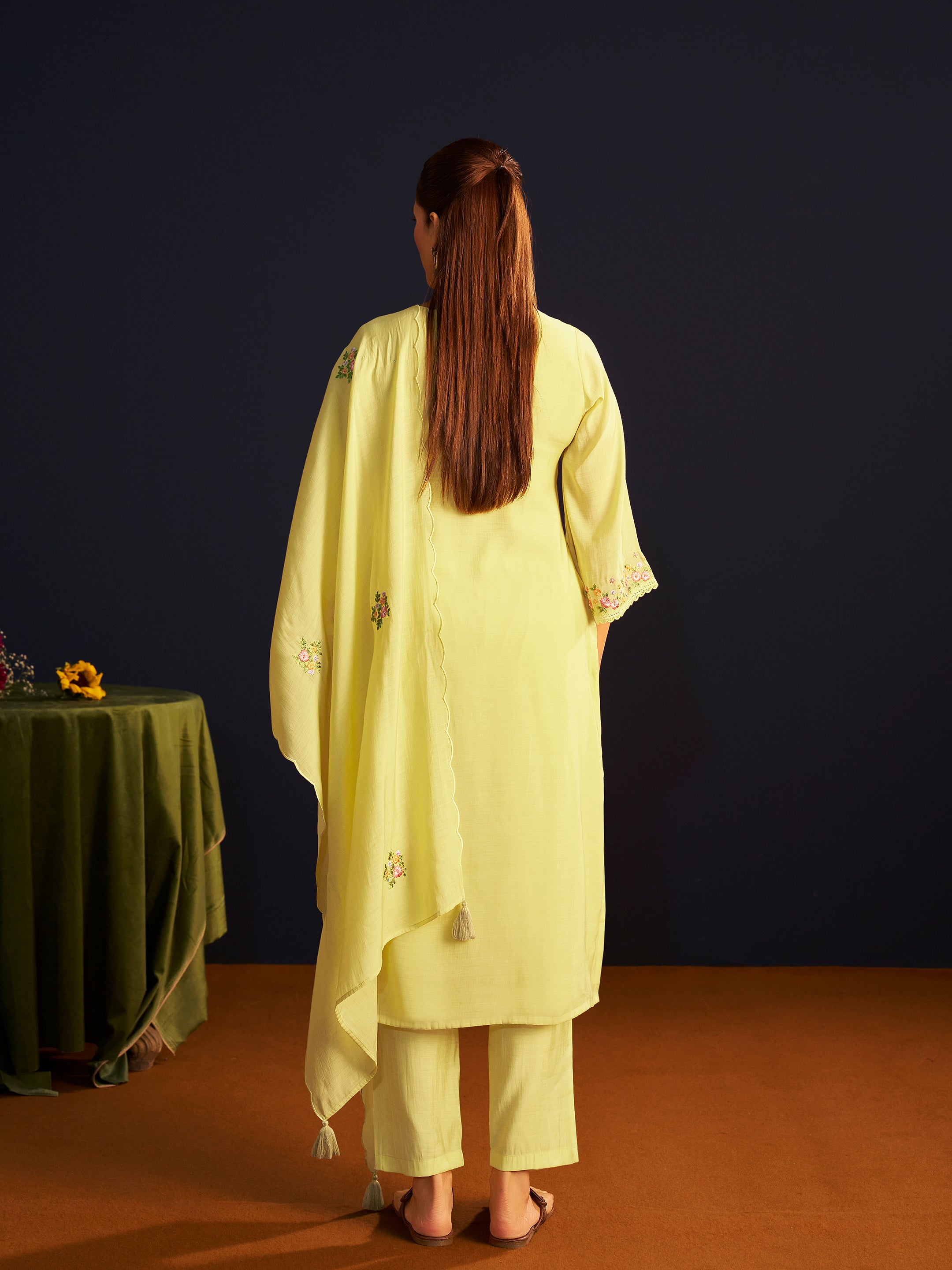 Myesha Light Green Mul Chanderi Handwork Set