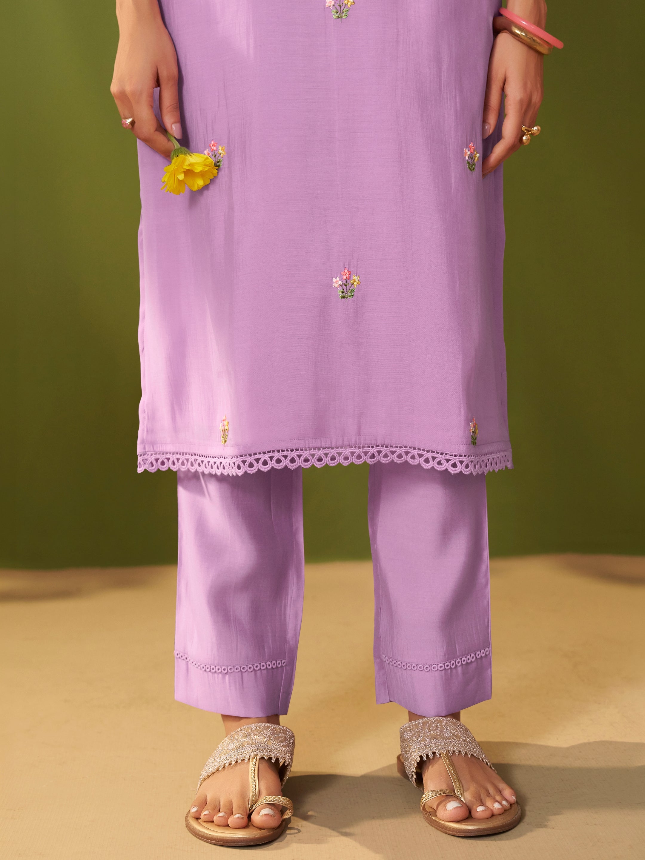 Sona Purple Mul Chanderi Suit Set