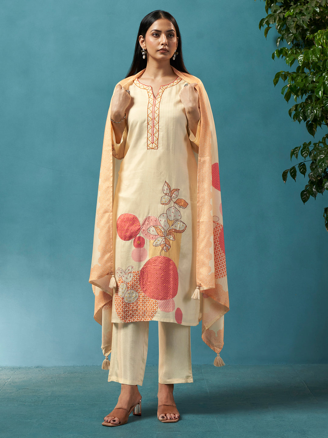 Chann Cream Muslin Suit Set