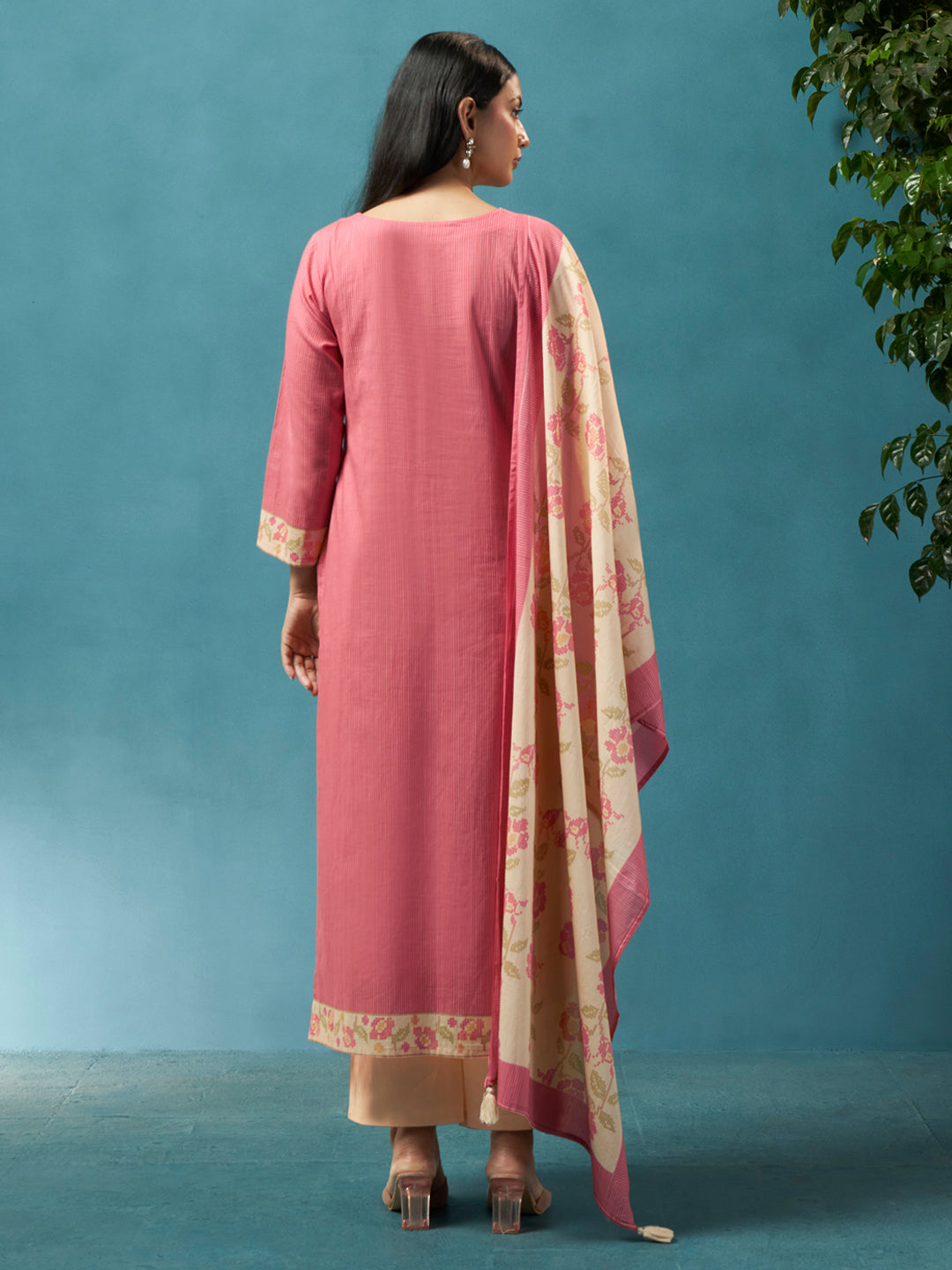 Phull Pink Cotton Mal Suit Set
