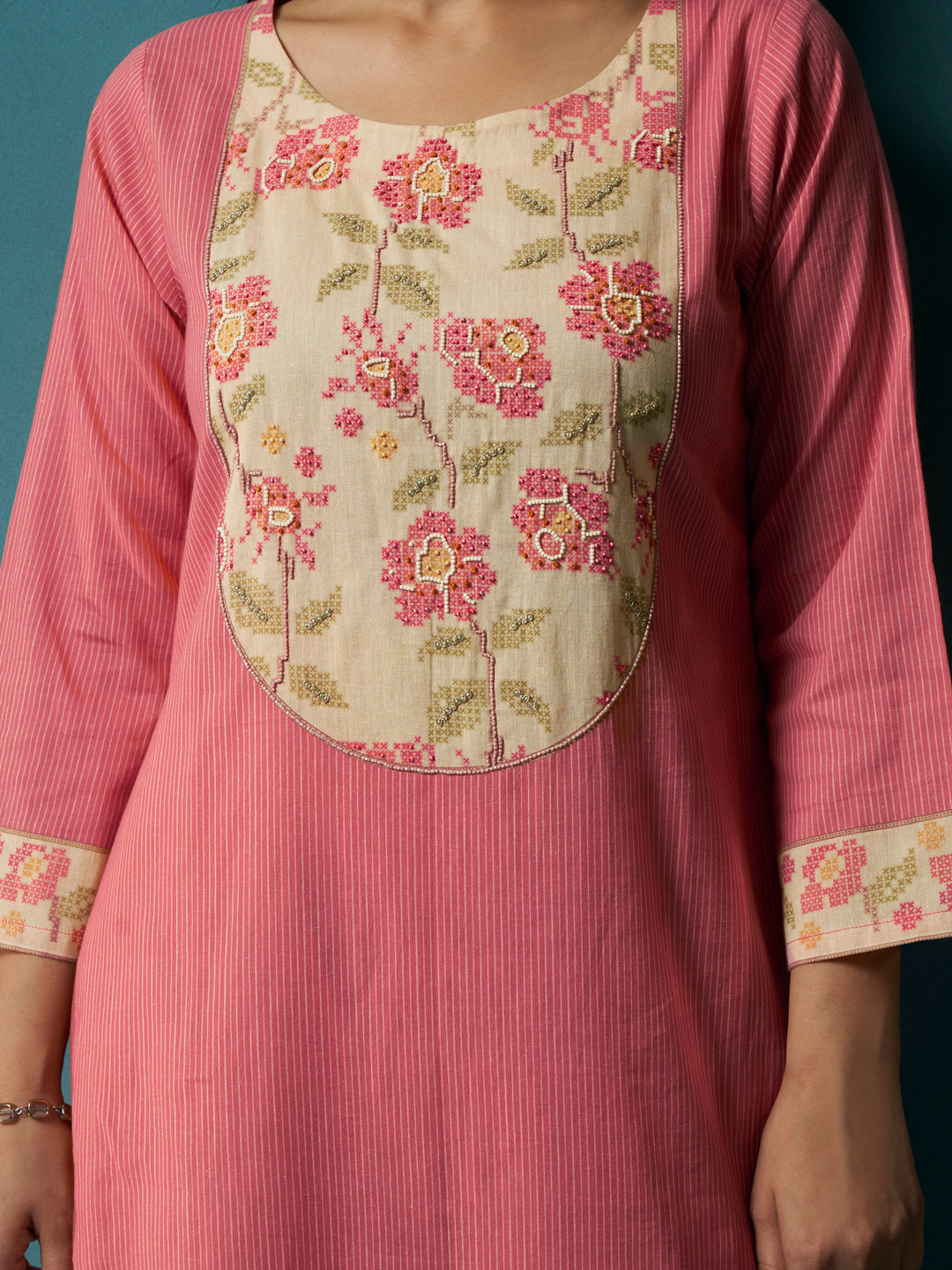 Phull Pink Cotton Mal Suit Set