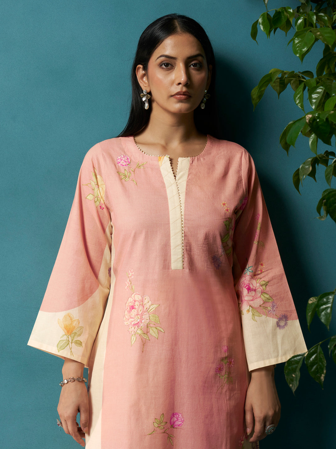 Phullari Pink Cotton Cambric Suit Set