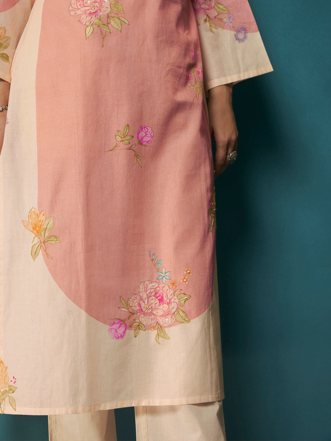 Phullari Pink Cotton Cambric Suit Set