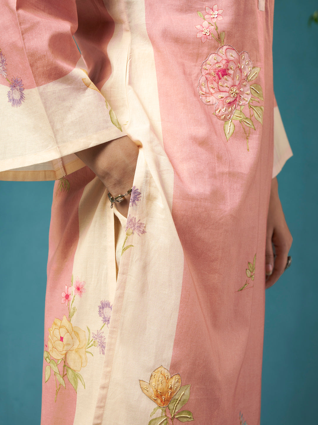 Phullari Pink Cotton Cambric Suit Set