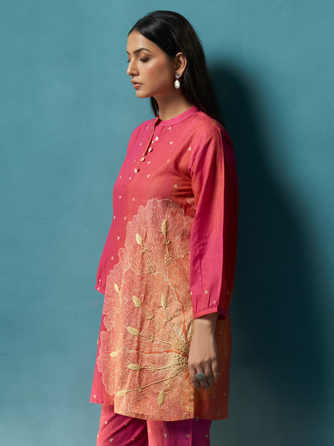 Gulmohar Pink Cotton Mal Co-Ord Set