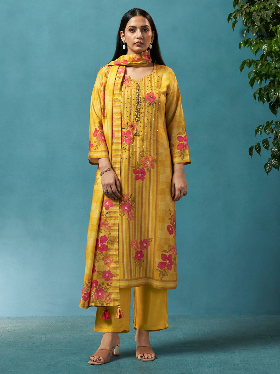 Ambi Yellow Rio-Linen Suit Set