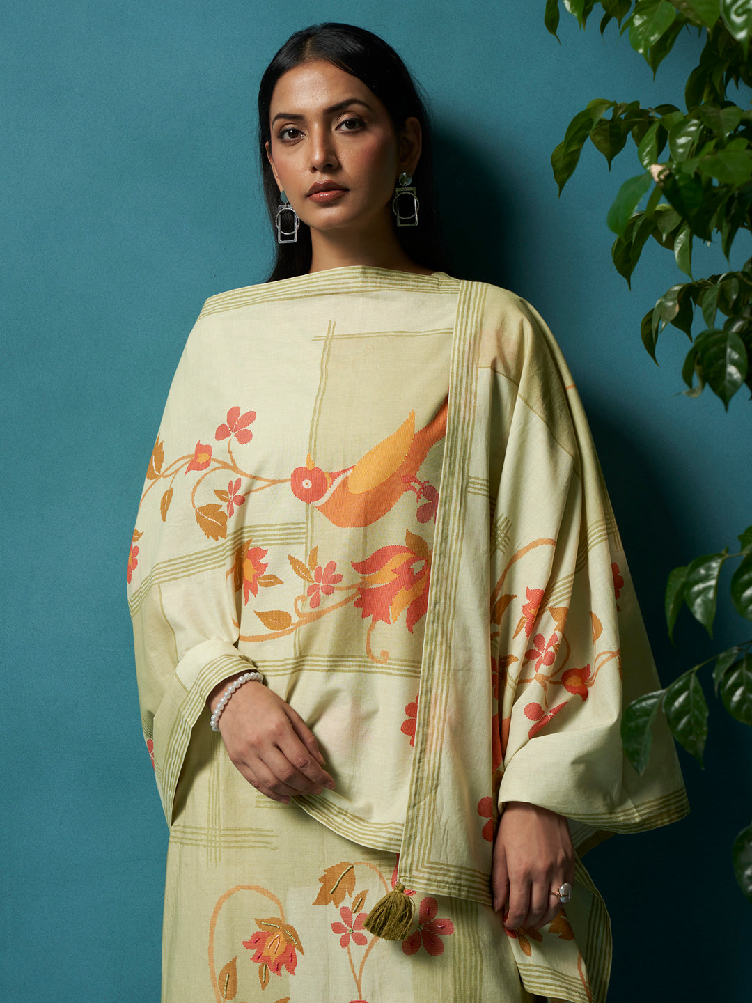 Taur Pista Green Cotton Cambric Suit Set
