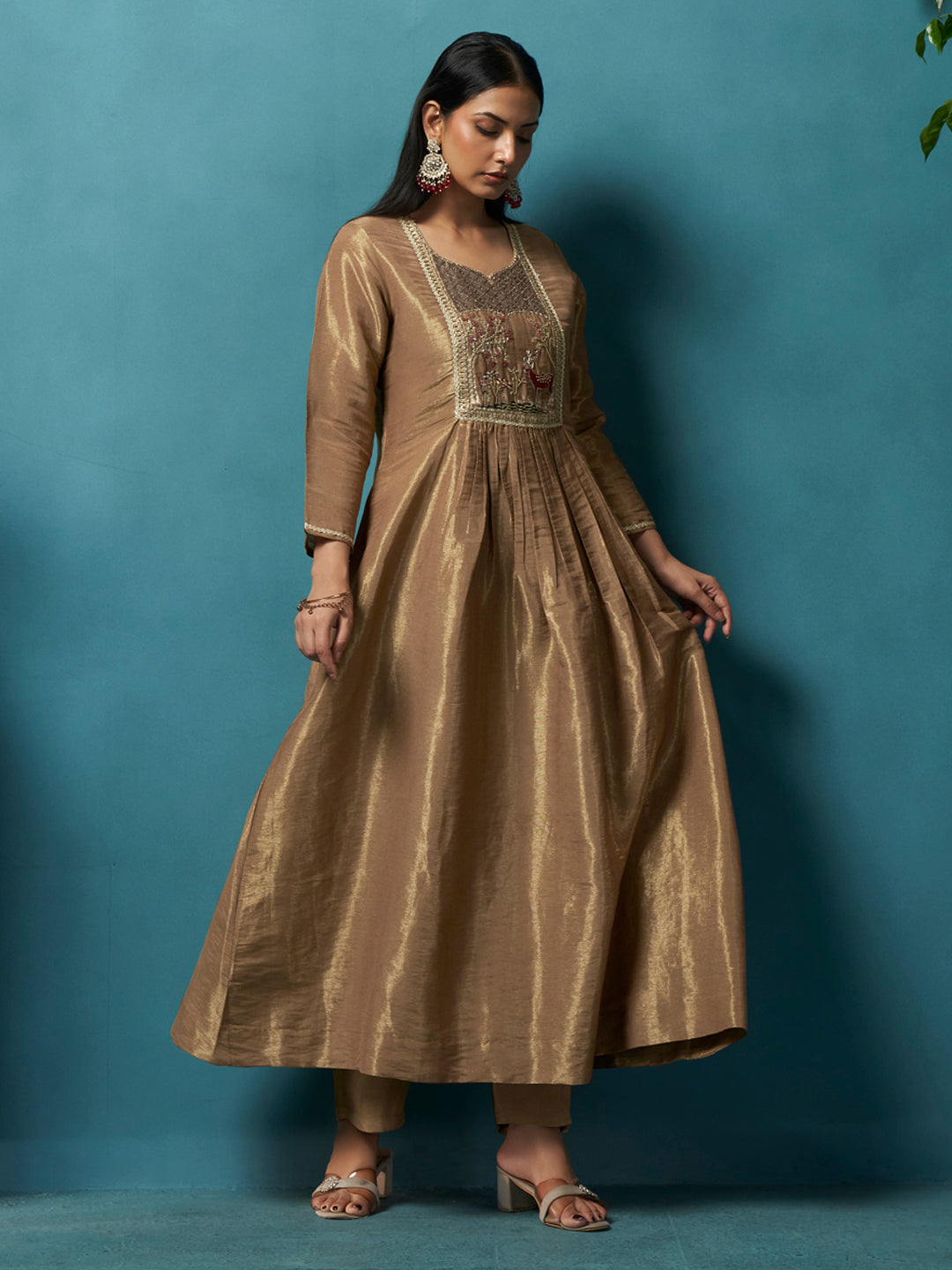 Surmai Gold Shimmer Silk Suit Set
