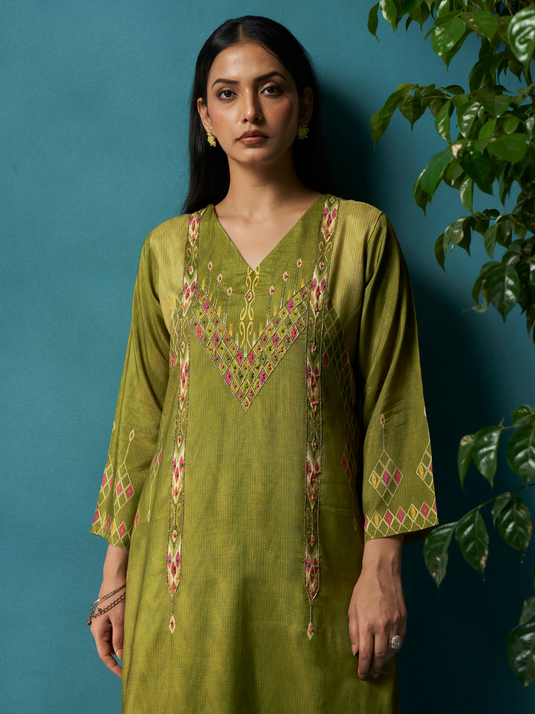Bageecha Green Muslin Suit Set